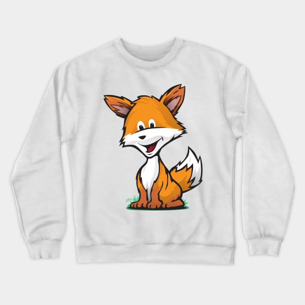 Cute Fox Cartoon Illustration Crewneck Sweatshirt by hobrath